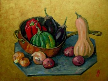 VEGETABLES ON  THE  GOLDEN  BACKGROUND